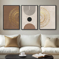 Framed Boho Neutral Modern Minimalist Abstract Wall Art for Living Room Set of 3