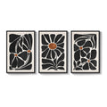 Large Framed Boho Floral Wall Art for Living Room, 3 Piece Set
