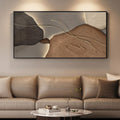 Horizontal Framed Abstract Brown Tan Wall Art for Living Room