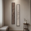 Large Framed Brown Beige Abstract Vertical Wall Art for Hallway, 2 Piece