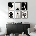 Framed Black and White Modern Abstract Wall Art for Living Room, 6 Pieces