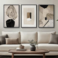Framed Modern Minimalist Neutral Abstract Wall Art, Set of 3