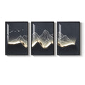 Large Framed Modern Abstract Mountain Wall Art for Living Room, 3 Piece Set