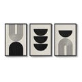 Framed Boho Wall Art for Living Room, Large 3 Piece Neutral Geometric Set