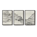 Large Framed Neutral Abstract Wall Art, 3 Piece Set in Black and Beige
