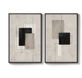 Large Framed Neutral Abstract Wall Art for Living Room, Set of 2 in Black and Beige