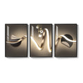 Large Framed Modern Luxury Black and Gold Contemporary Geometric Abstract Wall Art for Living Room Set of 3