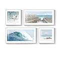 Framed Coastal Wall Art for Living Room, 4 Piece Beach Surf Ocean Artwork