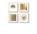 4 Piece Framed Modern Gold and White Wall Art for Living Room, Plexiglass with Mat