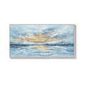 Large Framed Coastal Abstract Wall Art Blue and Gold Canvas Prints for Living Room