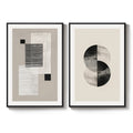 Large Framed Neutral Modern Minimalist Abstract Wall Art for Living Room Set of 2