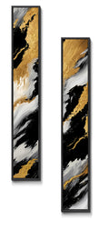 Large Framed Neutral Abstract Vertical Wall Art Decor for Hallway Set of 2