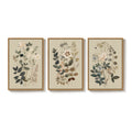 Framed Rustic Modern Farmhouse Neutral Floral Botanical Wall Art for Living Room Set of 3