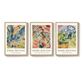 Large Framed 3 Piece Matisse Abstract Botanical Colorful Canvas Wall Art for Living Room Set of 3