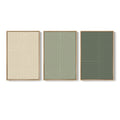Large Framed Green Neutral Beige Abstract Wall Art Modern Minimalist Geometric Artwork for Living Room Set of 3
