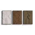 Large Framed 3D Textured Geometric Wall Art, 3 Piece Set for Living Room