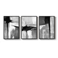 Framed Black White Gray Neutral Abstract Modern Minimalist Wall Art for Living Room Set of 3
