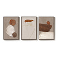 Framed Modern Rustic Neutral Abstract Earth tone Minimalist Wall Art for Living Room Set of 3