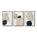 Large Framed Black White Gray Modern Minimalist Neutral Abstract Wall Art for Living Room Set of 3