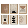Framed Boho Modern Minimalist Neutral Geometric Abstract Wall Art for Living Room Set of 6