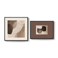 Framed Neutral Abstract Mid Century Modern Minimalist Brown Wall Art for Bedroom Set of 2