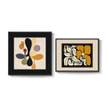 Framed Mid Century Neutral Modern Minimalist Geometric Abstract Boho Wall Art for Bedroom Set of 2