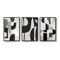 Large Framed Black and White Abstract Wall Art for Living Room, 3 Piece Set
