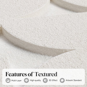 Large Framed White Abstract Wall Art, 3D Textured Geometric Set of 3