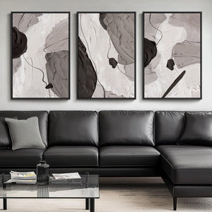 Large Black White Gray Abstract Wall Art