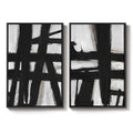 Large Framed Black and White Abstract Wall Art for Living Room, 2 Piece Set