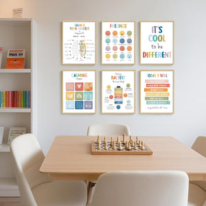 Framed Colorful Motivational Inspirational Wall Art for Therapy Office Set of 6