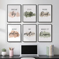 Framed Inspirational Positive Neutral Wall Art Motivational Wall Decor for Office Set of 6