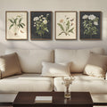 Framed Vintage Botanical Floral Wall Art for Living Room Set of 4