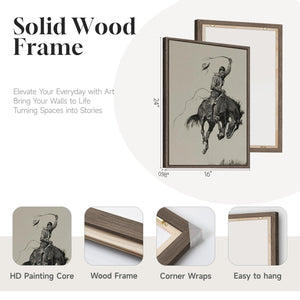 Framed Large Western Cowboy Canvas Wall Art for Living Room Set of 2