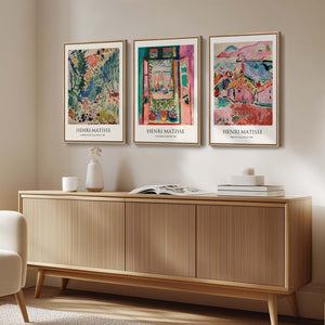 Large Framed Matisse Wall Art for Living room, 3 Piece Colorful Abstract Canvas Artwork for Walls
