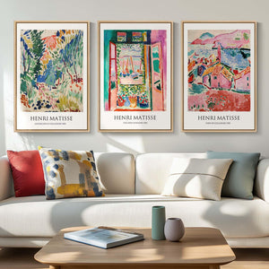 Large Framed Matisse Wall Art for Living room, 3 Piece Colorful Abstract Canvas Artwork for Walls