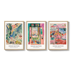 Large Framed Matisse Wall Art for Living room, 3 Piece Colorful Abstract Canvas Artwork for Walls