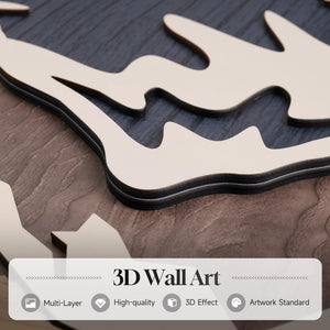 Large Framed 3D Wood Mountain Wall Art Decor for Living Room, Bedroom, Office Set of 3