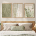 Framed Abstract Sage Green 3 Piece Wall Art for Living Room