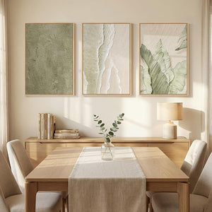 Framed Abstract Sage Green 3 Piece Wall Art for Living Room