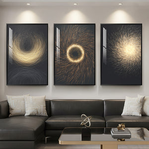 Large Framed Black and Gold Modern Luxury Wall Art