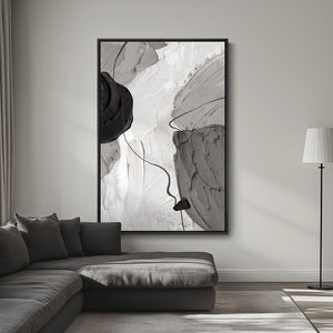 Extra Large Framed Abstract Wall Art for Living Room, Oversized Vertical Black and White