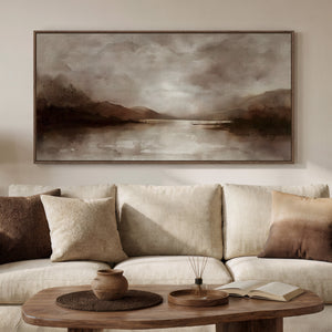 Large Framed Rustic Landscape Wall Art for Living Room, Brown Canvas Print