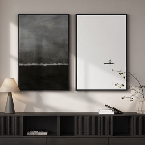 Framed Black and White Abstract Wall Art for Living Room, Large Set of 2