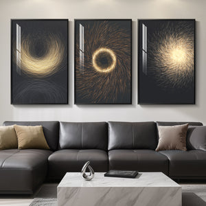 Large Framed Black and Gold Modern Luxury Wall Art