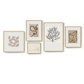 Large Framed Modern Minimalist Geometric Abstract Neutral Botanical Wall Art for Living Room Set of 5