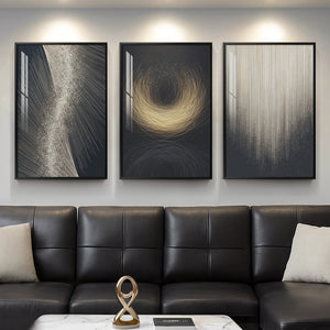 Large black and gold modern luxury abstract art painting