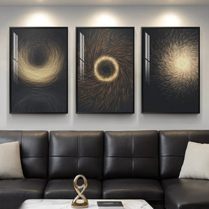 Large Framed Black and Gold Modern Luxury Wall Art