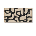 Extra Large Framed Black and Beige Abstract Mid Century Modern Minimalist Wall Art for Living Room