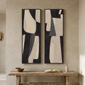 Long Narrow Framed Neutral Vertical Wall Art, Set of 2 for Hallway or Entryway